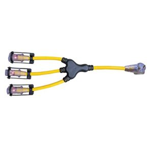 voltec 04-00215 2ft 10/3 tt-30p generator "w" adapter w/e-zee lock & (3x) 5-20r lighted receptacles