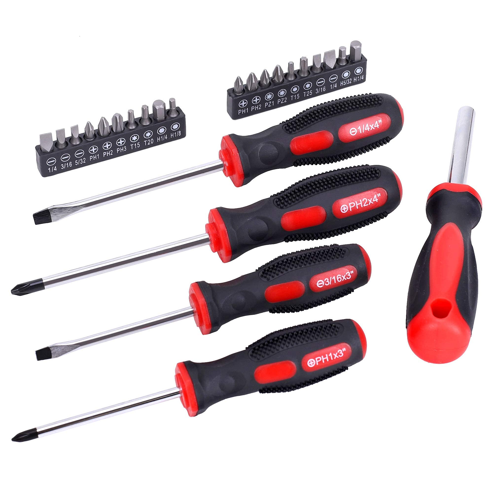 FASTPRO 215-Piece Home Repairing Tool Set with 12-Inch Wide Mouth Open Storage Bag,Household Hand Tool Kit,Red