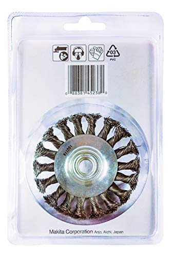 Makita 1 Piece - 4 Inch Knotted Twist Wire Wheel Brush for Grinders - Heavy-Duty Conditioning for Metal - 4" x 5/8-Inch | 11 UNC