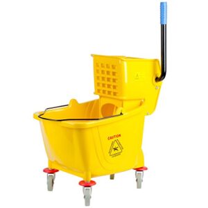 6-Piece Heavy Duty Janitorial Set Includes:Janitor Cart with 3 Storage Shelves, Vinyl Waste Bag, Mop Bucket,Wringer, Cotton-End Wet Mop Head, Mop Handle & Janitor Caddy