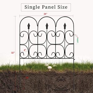 AMAGABELI GARDEN & HOME Decorative Garden Fence Fencing 32in x 10ft 5 Panels Outdoor Coated Metal Rustproof Landscape Wrought Iron Wire Border Folding Wire Flower Bed Barrier Black