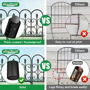 AMAGABELI GARDEN & HOME Decorative Garden Fence Fencing 32in x 10ft 5 Panels Outdoor Coated Metal Rustproof Landscape Wrought Iron Wire Border Folding Wire Flower Bed Barrier Black