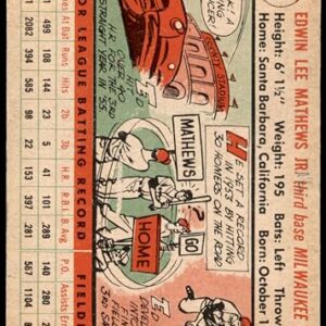 1956 Topps # 107 WHT Eddie Mathews Milwaukee Braves (Baseball Card) (White Back) POOR Braves