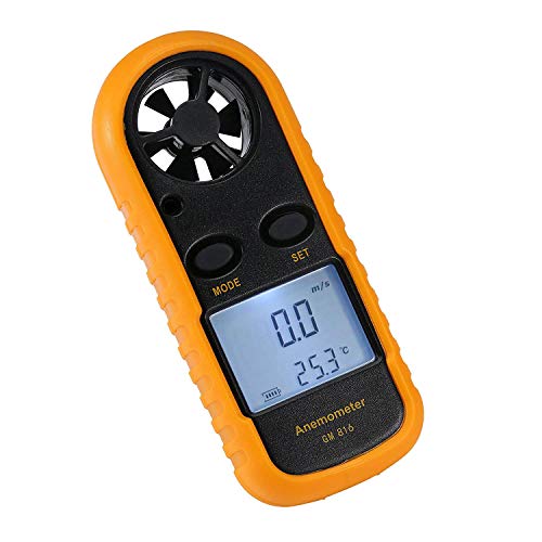 Amgaze Anemometer Handheld, Digital LCD Backlight Wind Speed Meter Gauge, Light Weight Air Flow Velocity Measurement Thermometer for Meteorology, Windsurfing, Kite Flying, Sailboats, Surfing,Fishing