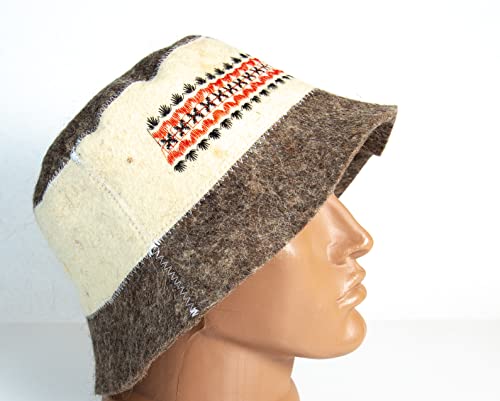 Rushnichok Sauna hat Russian banya - Sauna hat for Men - Sauna hat Wool - Sauna hat to Protect Hair - Russian banya hat - Easter Sale Red Black Embroidery Ukrainian Vyshyvanka Panama Banya Hair Care