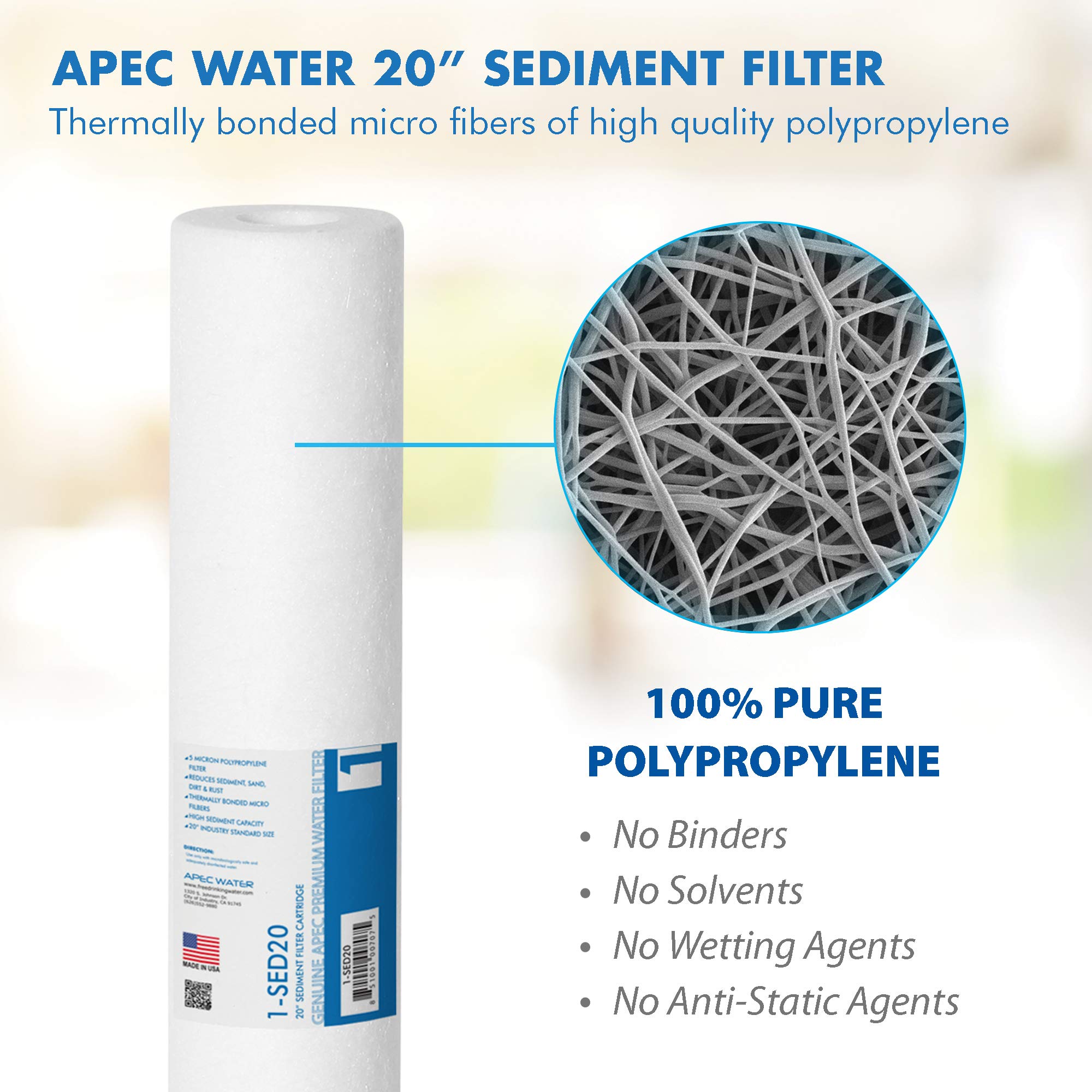 APEC US Made 5 Micron 20” x 2.5” Sediment Replacement Water Filter (1-SED20)