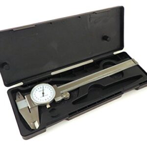 150 mm Metric Dial Calipers Accurate to 0.02 mm per 150 mm Hardened Stainless Steel for Inside, Outside, Step and Depth Measurements MDC-6