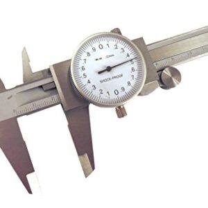 150 mm Metric Dial Calipers Accurate to 0.02 mm per 150 mm Hardened Stainless Steel for Inside, Outside, Step and Depth Measurements MDC-6