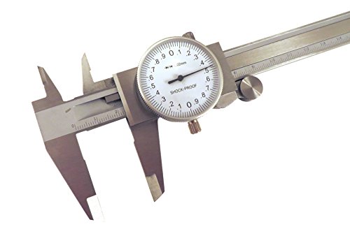 150 mm Metric Dial Calipers Accurate to 0.02 mm per 150 mm Hardened Stainless Steel for Inside, Outside, Step and Depth Measurements MDC-6