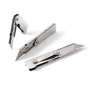 workpro 3-piece quick change folding pocket utility knife set with belt clip