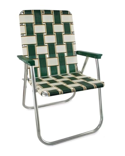 Lawn Chair USA - Outdoor Chairs for Camping, Sports and Beach. Chairs Made with Lightweight Aluminum Frames and UV-Resistant Webbing. (Classic, Charleston with Green Arms)