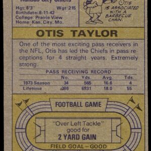 1974 Topps # 520 Otis Taylor Kansas City Chiefs (Football Card) VG/EX Chiefs Prairie View