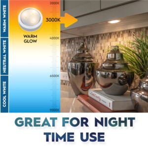 Brilliant Evolution Tap Light Push Lights 6pk w/Batteries + Remote, LED Stick On Lights Under Cabinets Battery Puck Lights with Remote - Under Counter Lighting Wireless Closet Kitchen Night Lights