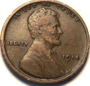 1914 p lincoln wheat cent penny seller fine