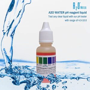 A2O Water - Made in USA, pH Test Liquid for Alkaline, Tap, and Drinking Water, (WHT/100-125 Tests) 0.50 Fl Oz (Bigger Bottle)