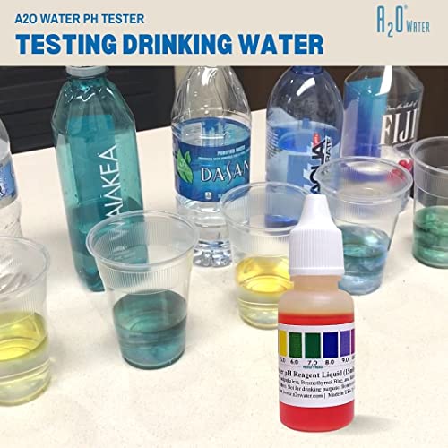 A2O Water - Made in USA, pH Test Liquid for Alkaline, Tap, and Drinking Water, (WHT/100-125 Tests) 0.50 Fl Oz (Bigger Bottle)