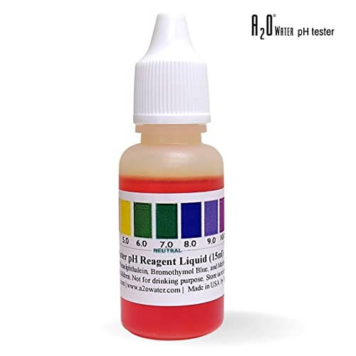 A2O Water - Made in USA, pH Test Liquid for Alkaline, Tap, and Drinking Water, (WHT/100-125 Tests) 0.50 Fl Oz (Bigger Bottle)