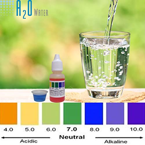 A2O Water - Made in USA, pH Test Liquid for Alkaline, Tap, and Drinking Water, (WHT/100-125 Tests) 0.50 Fl Oz (Bigger Bottle)