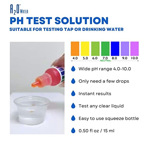 A2O Water - Made in USA, Water pH Test Liquid (WHT/100-125 Tests)