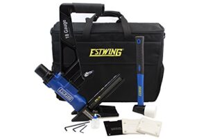 estwing ef18glcn pneumatic 18-gauge 1-3/4" l-cleat flooring nailer ergonomic and lightweight nail gun with no-mar baseplates for tongue and groove, hardwood, bamboo, and engineered flooring