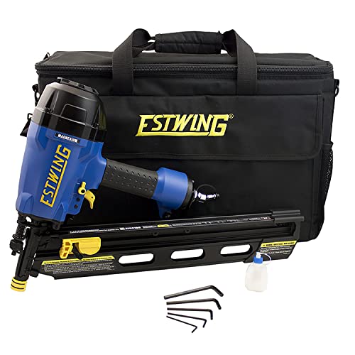 Estwing EFR2190 Pneumatic 21 Degree 3-1/2" Framing Nailer with Adjustable Metal Belt Hook, 1/4" NPT Industrial Swivel Fitting, and Bag