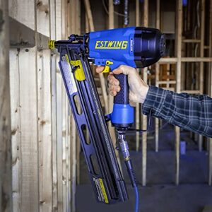 Estwing EFR2190 Pneumatic 21 Degree 3-1/2" Framing Nailer with Adjustable Metal Belt Hook, 1/4" NPT Industrial Swivel Fitting, and Bag