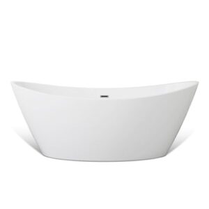 empava 67" acrylic freestanding bathtub soaking spa tub modern stand alone bathtubs in white sa1518