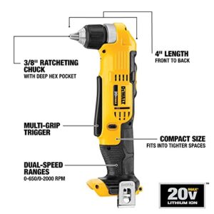 DEWALT, DCD740B, 20V MAX RT ANGLE DRILL/DRVR TOOL ONLY