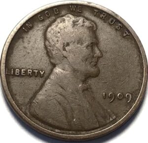 1909 p vdb lincoln wheat cent penny seller fine