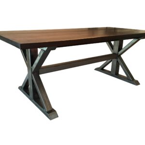 Walnut and Metal Trestle Table