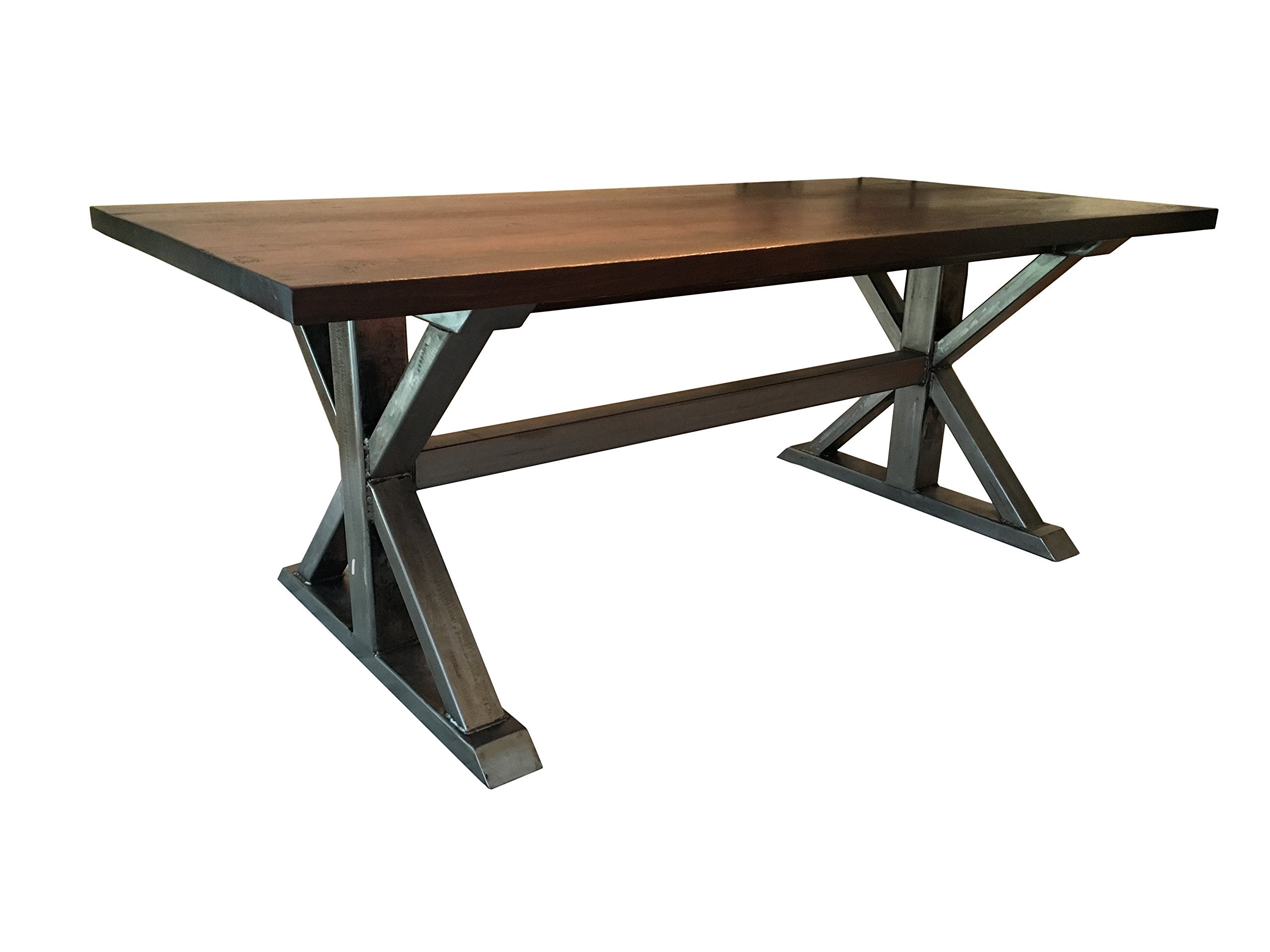 Walnut and Metal Trestle Table