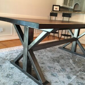 Walnut and Metal Trestle Table