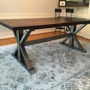 Walnut and Metal Trestle Table