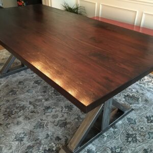 Walnut and Metal Trestle Table