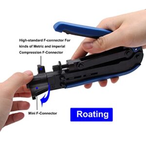 Knoweasy Coax Compression Tool - Coax Crimper and RG6 Crimping Tool for Coax RG6, RG59, and RG11 Cable F-Connectors