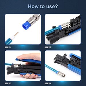 Knoweasy Coax Compression Tool - Coax Crimper and RG6 Crimping Tool for Coax RG6, RG59, and RG11 Cable F-Connectors