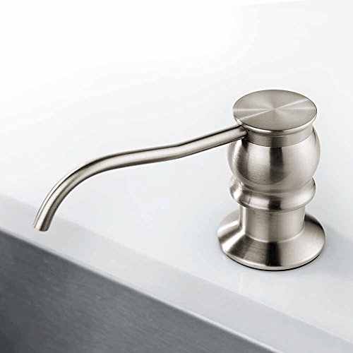 GICASA Built in Deck Mount Liquid Lotion Kitchen Countertop Metal Soap Dispenser, Brushed Nickel Brass Dispenser Pump with 320ml Bottle