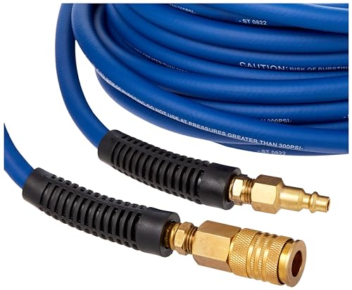 Estwing E1450PVCR 1/4" x 50' PVC / Rubber Hybrid Air Hose with Brass 1/4" NPT Industrial Fitting and Universal Quick Connect Coupler