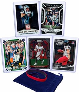 rob gronkowski (5) assorted football cards bundle - new england patriots trading cards