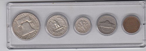 1956 Birth Year Coin Set (5) Coins Half Dollar, Quarter, Dime, Nickel, and Cent All dated 1956 and Displayed in Plastic Holder -Circulatd Fine