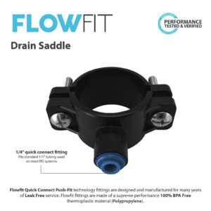 Drain Saddle Valve for Reverse Osmosis and Under Sink Water Filtration System – ¼” Quick Connect Pipe Saddle – for Pipes up to 1.5” in Diameter – Express Water