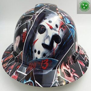 wet works imaging customized pyramex full brim horror movie poster hard hat with ratcheting suspension