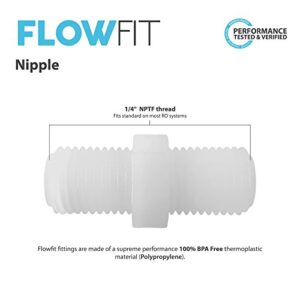 Express Water Hex Nipple 1/4" Fitting Connection Parts for Water Filters and Reverse Osmosis RO Systems - 10 Pack