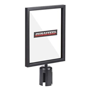 durasteel stanchion sign holder - portrait display for 8.5" x 11" paper size - double sided sign frame with plexiglass cover - not fit with us weigh sentry stanchion - crowd control & queue barrier