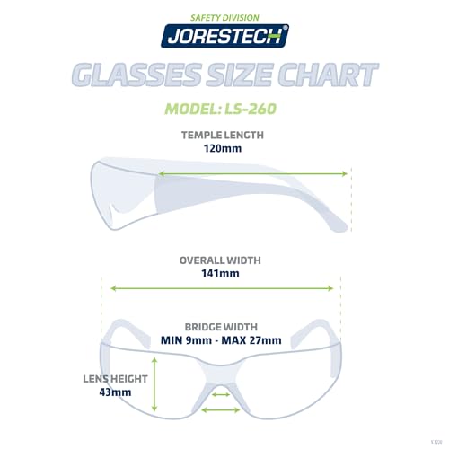 JORESTECH Eyewear Protective Safety Glasses, Polycarbonate Impact Resistant Lens Pack of 12 (Smoke)