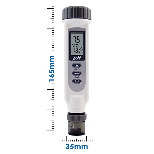 TEKCOPLUS Digital pH Meter Monitor Sensor Tester Pen Waterproof 0~14 Temperature Measurement High Accuracy Tests Water Aquarium Swimming Pool Hydroponics Plants