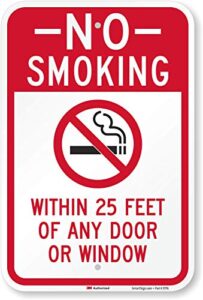 smartsign - k-9862-eg-12x18 “no smoking within 25 feet of any door or window” sign | 12" x 18" 3m engineer grade reflective aluminum