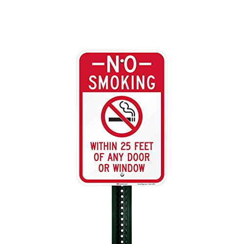 SmartSign - K-9862-EG-12x18 “No Smoking Within 25 Feet of Any Door or Window” Sign | 12" x 18" 3M Engineer Grade Reflective Aluminum