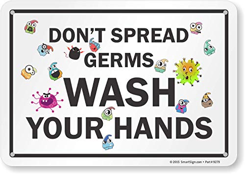 SmartSign - S2-0798-PL-10 "Don't Spread Germs, Wash Your Hands" Sign | 7" x 10" Plastic