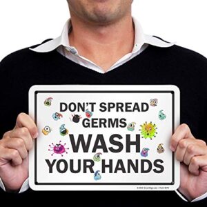 SmartSign - S2-0798-PL-10 "Don't Spread Germs, Wash Your Hands" Sign | 7" x 10" Plastic